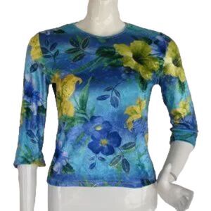 VTG AGOLDE/A Gold E Top/Tunic, S, Floral Velvet, 3/4 sleeve